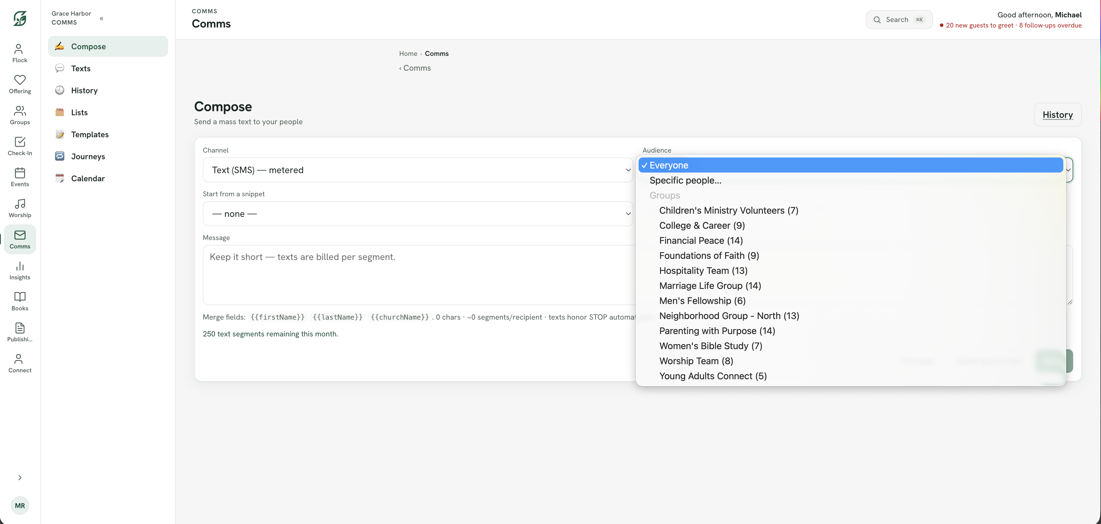 Stewara Comms — mass email and text composer
