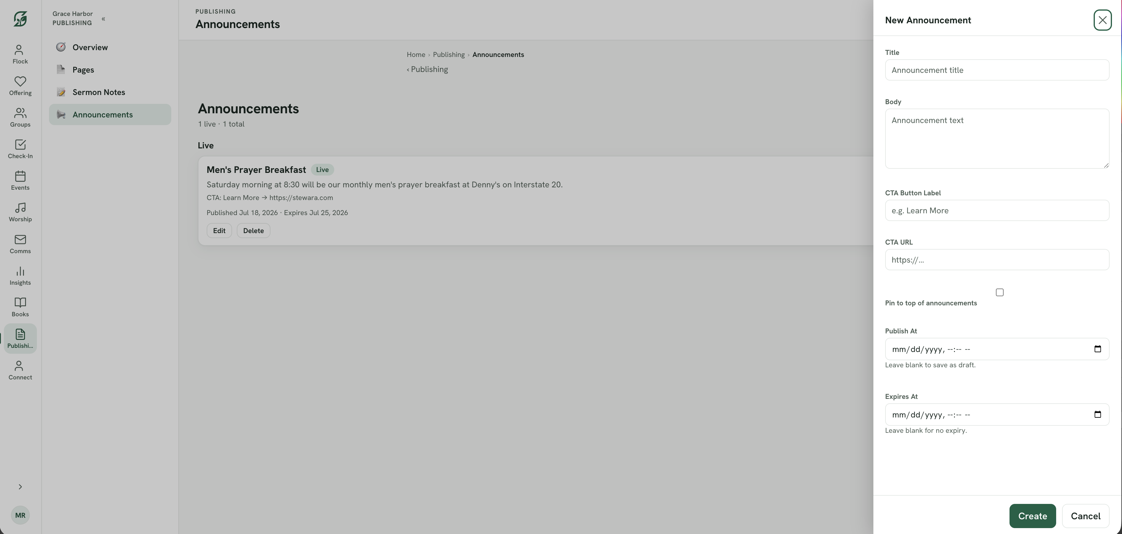 Stewara Publishing — app pages and sermon notes editor